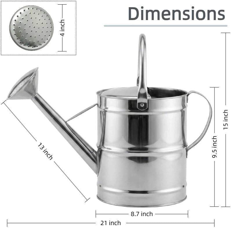 2.4 Gallon Stainless Steel Meltal Watering Can for Outdoor & Indoor Garden - Image 6