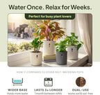 Self Watering Planters, 4 Inch Pot with Water Reservoir, Nylon Wick & Clear Inner Pot, Bottom Water System | Self Watering Pots for Indoor & Covered Outdoor Plants | Cream | Pack of 4 - Image 2
