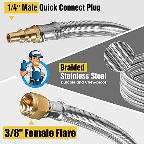 12FT rv quick connect propane hose,propane line with quick disconnect grill - Image 2