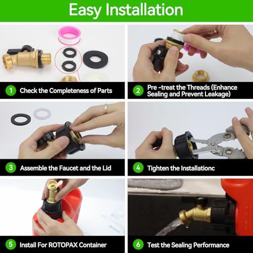 Spigot Kit for Rotopax Water Containers, Brass Quarter Turn Faucet Filter - Image 6