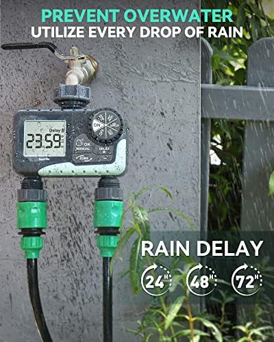 RAINPOINT Sprinkler Timer with Brass Inlet & Outlet, Programmable Hose Timer for Garden Soaker Hose, Water Timer with Rain Delay/Manual Watering System, Digital Drip Irrigation Timer for Yard, Lawn - Image 6