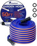 garden hose 50 ft x 5/8Inch, Hybrid Rubber 50 ft water hose, Durable, Anti-UV, Sturdy, No-Leakage, Lightweight, Flexible, Heavy Duty garden hoses with Swivel Handle by GarlephantDirect