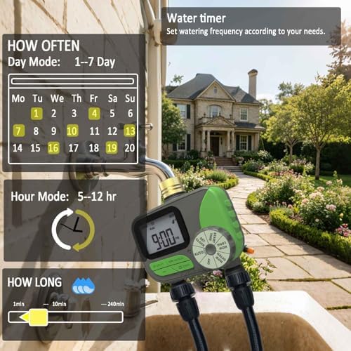 Sprinkler Timers Two Independent Automatic Watering System for Garden Hose, Low Power Consumption, One Year Standby Time, Rain Delay Watering Schedule, Easy Installation, Outdoor Waterproof - Image 2
