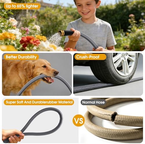 Garden Hose 100 FT, Non-Expanding Water Hose, Ultra-Light & Flexible, Burst-Resistant, Kink-Free, High-Pressure Garden Hose All-Weather Use for Lawns, Gardens, and Outdoor Cleaning - Image 4