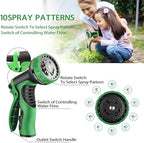 100 ft Expandable Garden Hose-2026 Newly Upgraded Expanding Garden Hoses with 10 Function Spray Nozzle, Extra Strength Fabric, Leak-Proof, Lightweight, Kink-Free Flexible Retractable Hose(Green Black) - Image 5