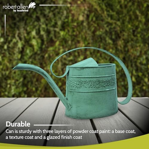 Headwind Willow Decorative Watering Can, 0.5 Gallon Small Metal Watering Can for Indoor Plants & Garden, Vintage Galvanized Steel, Long Spout, Indoor & Outdoor – Surf Blue - Image 3