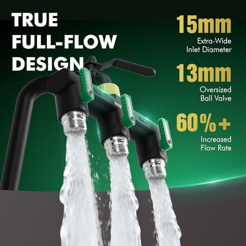 Restmo 3 Way Garden Hose Splitter Heavy Duty 100% Metal Body - Image 2