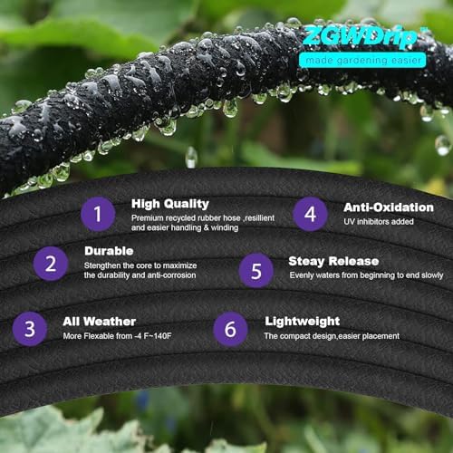50FT 1/2" Water-Saving Soaker Hose with Solid Brass Connectors, Drip Irrigation Kit for Lawn & Yard - Image 4