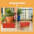 MAGICLULU 2pcs Large Plastic Rectangle Planters with Saucers for Balcony and Garden, Thickened Window Boxes for Vegetable and Strawberry Planting, Brick Red Sturdy Flower Holders - Image 3