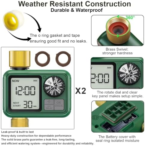 2 Pack Water Timer for Outdoor Garden Hose, Sprinkler Timer - Image 5