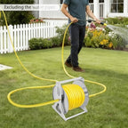 Stainless Steel Garden Hose Reel, Heavy-Duty Wall Mount or Free Standing Water Hose Storage Rack, 164FT Capacity, Durable Aluminum Alloy & Brass Construction, Easy Crank Handle for Yard, Garden, Lawn - Image 4