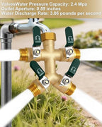 EBH Garden Hose Splitter 4 Way, Heavy Duty Solid Brass Hose Splitter with Shutoff Valves, Water Spigot Splitter With 304 Stainless Steel Handle, Full Flow Outdoor Faucet Splitter, 3/4" GHT Thread - Image 6