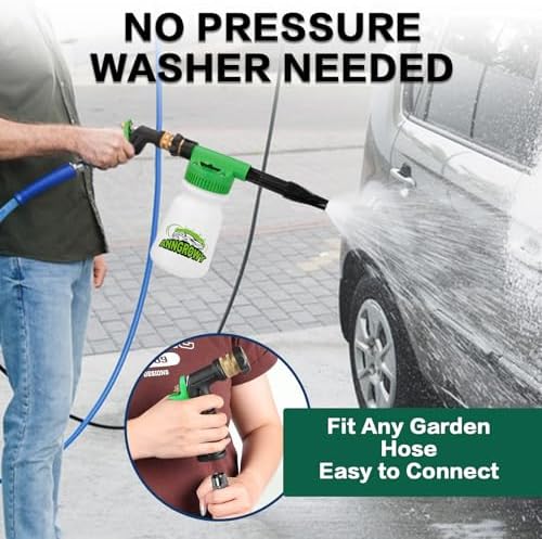 anngrowy 56.7" Microfiber Car Wash Brush Mop Kit Mitt Sponge with Long Handle Car Cleaning Supplies Kit, Car Wash Foam Gun Soap Car Wash Foam Cannon for Garden Hose Foam Sprayer Car Wash - Image 2