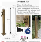 Outdoor Water Faucet Post, Freestanding Courtyard Garden Hose Holder Stand with Brass Faucet, Anti-Freeze Vertical Cylindrical Hydrant Water Feature Fountain for Irrigati（Side） - Image 2