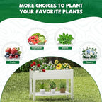 Large Elevated Raised Garden Bed with Legs,Outdoor Planter Box with Storage Shelf Drain Plug Water & Monitor for Backyard,Patio,Balcony(Ashen - Image 5