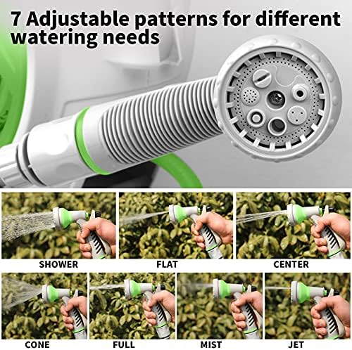 Garden Retractable Hose Reel, Portable Simple Home Hose Reel 45+5 FT with 7 Patterns Spray Nozzle, Wall Mounted and Any Length Lock for Garden Watering, Car Washing, Pet (Green) - Image 5