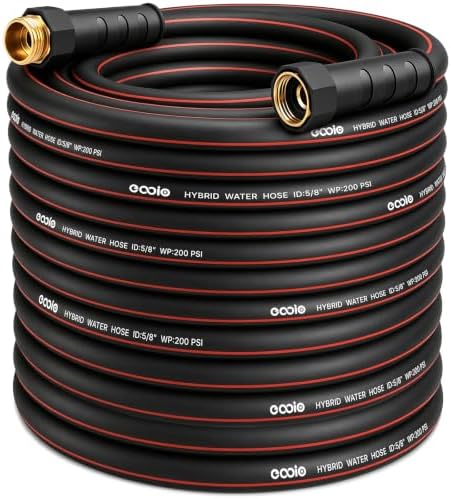 Heavy Duty Garden Hose 100ft, NON-EXPANDABLE Flexible Water Hose, Kink Resistant Lightweight Hybrid Hose, Leakproof Hose Male to Female Fittings by EOOIOGARDEN