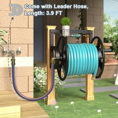 Outdoor Garden Hose Reel Water Pipe Rack Winding Device Wall Mounted Installation - Image 3