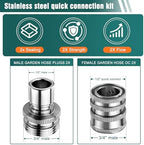 Upgraded Stainless Steel Quick Connect Hose Fittings Set - 3/4" GHT Universal Quick Release Garden Hose Connectors (Stainless Steel, Sliver 5 Pack) - Image 2
