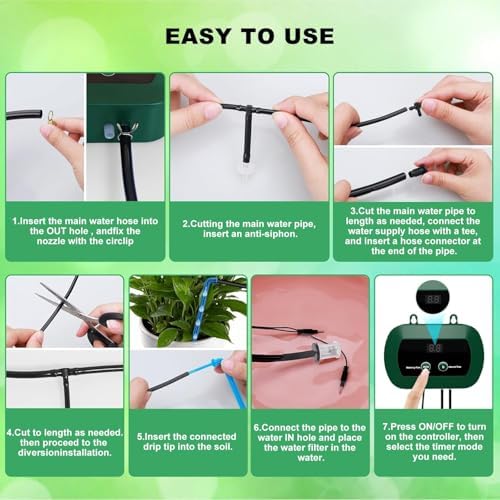 Lewisia 5W Solar Drip Irrigation System with Timer Auto Watering Kit for Garden Raised Beds Patio Lawn Greenhouse Up to 30 Plants - Image 4