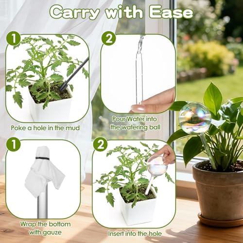 VZZNN 8 Pack Rainbow Glass Plant Watering Globes - Self Watering Planter Insert, Plant Watering Devices for Water Plants While Away, Indoor Outdoor Automatic Slow-Release Watering Bulbs - Image 3