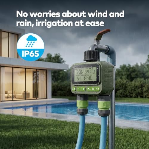 NexusLab Wireless Remote Hose Timer, 4 Programmable Watering Schedules (1 Sec to 99 Hr), IP65 Waterproof Sprinkler & Drip Irrigation Timer, 3/4 inch NH Thread, Rain Delay, AA Battery - Image 5