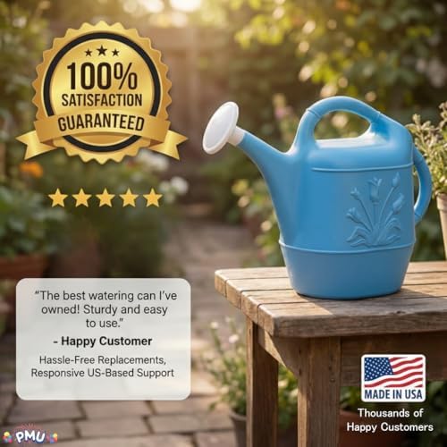 PMU 2 Gallon Watering Can - Garden Watering Can for Indoor & Outdoor Plants - Plastic Water Can with Detachable Sprinkler Head - Large Water Pot, Made in USA - Blue Pkg/3 - Image 2