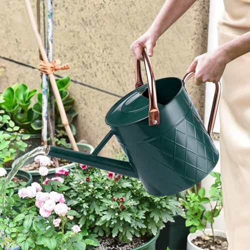 1.75 Gallon Outdoor Metal Watering Can for Garden Plants, Vintage Zinc Watering Can with Removable Spray Spout, Ideal for Outdoor Use (Green) - Image 6