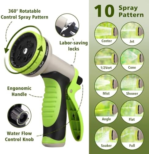 Metal Garden Hose 50ft Stainless Steel Hose Heavy Duty Flexible Water Hose with 10 Way Spray Nozzle Durable 3/4 Solid Brass Fittings-Outdoor Yard Lightweight No Kink Collapsible Water Pipe - Image 6