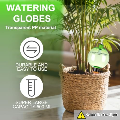 4 Pack Self Watering Globes 17oz Large Plant Watering Globes Top Fill, Self Water Planter Insert Indoor/Outdoor Plastic Water Bulbs Slow Release Terracotta for Plants, Green - Image 4