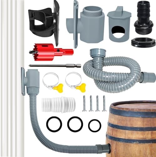Rain Barrel Diverter Kit, Rainwater Collection System with Adjustable Valve and Hose, Rain Water Diverter for Downspout, Downspout Diverter Fits for Standard Downspouts by Unknown