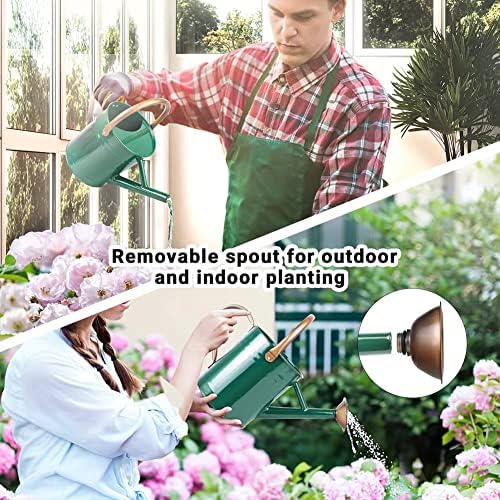 Metal Watering Can with Removable Spout, Galvanized Steel Plants Water Can for Women, Men and Kids' Outdoor or Indoor Gardening - Nice Flower Watering Pot Gift & Decoration (Green, 0.6 Gallon) - Image 2