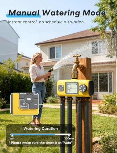 meross 4 Zone Sprinkler Timer with Brass Inlet, Water Timer for Garden Hose, Hose Valve for Watering with Rain Dealy & Manual Watering for Outdoor Drip Irrigation, Lawn, Yard - Image 5