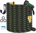 Garden Hose Non-Expandable 75 ft, Lightweight Flexible Water Hose with 10 Function Spray Nozzle, Outdoor Leak Proof, Kink-Free, Portable Hose for Yard, Lawn, Camper, High-Density Fabric, Black Green by Unknown