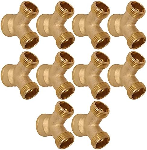 Supply Giant H64-565656-NL-10 Garden Hose Adapter,3/4" MH x 3/4" MH x 3/4" FH, Brass Lead-Free 10 Pack by SupplyGiant