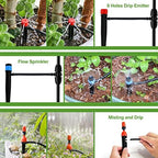 Drip Irrigation System, 213FT Drip Irrigation Kit for Garden - 50FT Main & 163FT Branch Tubing, Adjustable Nozzles for Drip or Mist Cooling, Irrigation System for Garden, Lawn, Patio, Raised Bed - Image 3