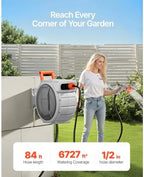 1/2 Inch x 84 Ft Wall Mounted Retractable Hose Reel, Grey - Image 3