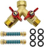 Garden Hose Splitter with 2 Pcs Garden Hose Coiled Spring Protectors by BesNPT