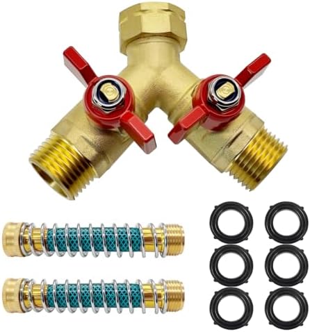 Garden Hose Splitter with 2 Pcs Garden Hose Coiled Spring Protectors by BesNPT