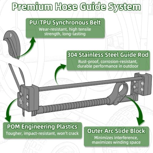 WERMAH Hose Reel Cart with Hose Guide, 4 Wheels Hose Cart, Holds 300ft 5/8" - Image 3