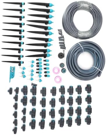 Drip Irrigation Kit, Large Irrigation Area Easy Installation Garden Watering System Automatic Watering System with 15m Thick 50m Thin Hose for Courtyard Balcony Greenhouse - Image 4