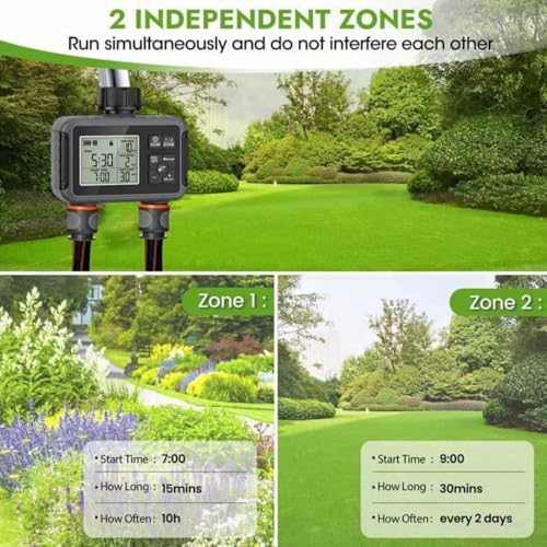16-Nozzle Oscillating Sprinkler with Dual-Zone Sprinkler Water Timer, Automatic Rocking Sprinkler, Oscillating Water Sprinklers for Lawn Yard Garden Watering (Standard, with Single-Zone Timer) - Image 3