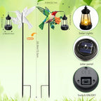 2 Pack Hummingbird Solar Garden lights Outdoor Waterproof, Gifts for Women Mom Grandma Daughter, Stake lights with Solar Lantern, Hanging Solar Lights, Solar Path Light Yard Outside Patio Garden Decor - Image 5