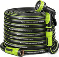 Garden Hose 50ft, Non-Expandable Heavy Duty Water Hose with 10 Function Sprayer, Flexible, Leakproof, Kink Resistant & Hybrid Hose for Yard, Outdoor, 600 PSI by HEYRSUN