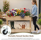 Raised Garden Bed with Legs and Wheels, Self-Watering System, 48x24x30in Elevated Planter Box with Storage Shelf & Liner for Flowers Vegetables Herbs, Raised Bed for Outdoor/Balcony/Patio - Image 5