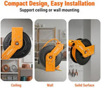 Retractable Air Hose Reel, 1/2" x 50FT Hybrid Air Hose, 300PSI Max, Auto-Rewind & Length-Lock, 1/2" NPT Fitting, Ceiling/Wall Mount Heavy Duty Single Arm Steel Reel for Workshop/Garage - Image 5