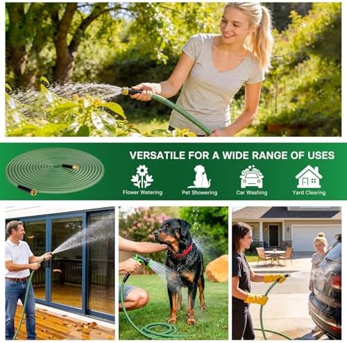 Garden Hose 100 ft Flexible Non-Expandable Water Hose Kink-Free Ultra Lightweight Leak-Proof Durable Portable Wear-Resistant Hoses Pipe with 3/4" Brass Fittings for Outdoor Yard Lawn Car Wash - Image 6