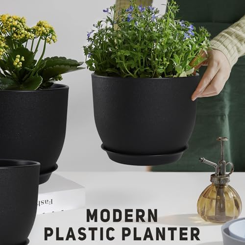 YNNICO Plant Pots 10/9/8/7.5/7 inch with Multi Mesh Drainage Holes - Image 6
