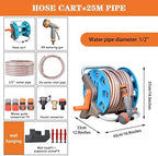 Hose Reel Cart Garden Hose Reels for Outside Retractable Multifunctional Wall Mounted Hose Cart, Garden Hosemobile with Water Gun, Car Wash Tool Set, Pipe Storage Rack (Color : A, Size : Hose Cart+2 - Image 6