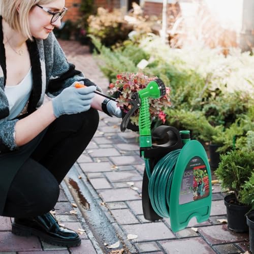 Portable Wall Mounted Water Hose Reel with Adjustable Nozzle Green - Image 6